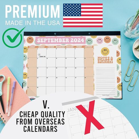 Hadley Designs Retro Large Desk Calendar 2025-2026 - 2025 Desk Calendar Large, Desk Calander, Small Desk Calendar 2025-2026, Large Calendar 2025-2026, Desktop Calendar, 2025 Desk Calender, Calendars in Saudi Arabia