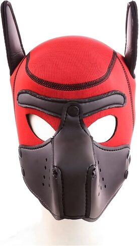 Puppy Hood Full Face Mask Cosplay Animal Head Mask Costume Dog Head Masks for Halloween Party (Color : Red) in Saudi Arabia