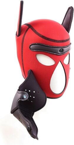 Puppy Hood Full Face Mask Cosplay Animal Head Mask Costume Dog Head Masks for Halloween Party (Color : Red) in Saudi Arabia