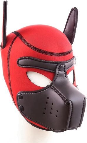 Puppy Hood Full Face Mask Cosplay Animal Head Mask Costume Dog Head Masks for Halloween Party (Color : Red) in Saudi Arabia