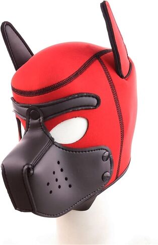 Puppy Hood Full Face Mask Cosplay Animal Head Mask Costume Dog Head Masks for Halloween Party (Color : Red) in Saudi Arabia