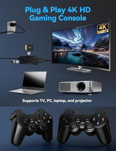 Newest 20000+ Games Retro Game Console Video Gaming: HDMI 4K Mini NES Classic Edition Game Stick Emulator with 2.4G Wireless Controllers, Plug and Play Video Games for TV in Saudi Arabia
