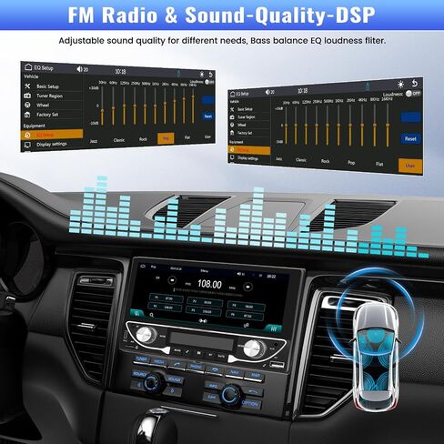 UNITOPSCI Double Din Wireless Apple CarPlay Android Auto Car Stereo Bluetooth Car Radio 6.86 بوصة شاشة لمس رقمية مرآة وصلة FM USB/AUX/TF مدخل، نوع C + كاميرا احتياطية وميكروفون للتحكم عن بعد in Saudi Arabia