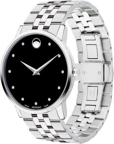 Movado Museum Classic Men's Watch - Swiss Quartz Movement, Stainless Steel Link Bracelet - 3 ATM Water Resistance - Classic, Luxury Fashion Timepiece for Him - 40mm in Saudi Arabia