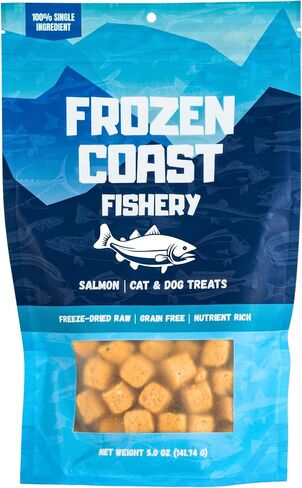 Frozen Coast Freeze-Dried Wild-Caught Salmon Cat & Dog Treats-High-Protein, Omega-3, Grain-Free, Supports Healthy Skin & Coat (2.5 oz-Bag) in Saudi Arabia