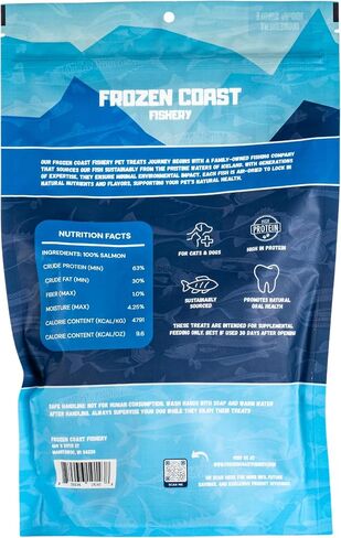 Frozen Coast Freeze-Dried Wild-Caught Salmon Cat & Dog Treats-High-Protein, Omega-3, Grain-Free, Supports Healthy Skin & Coat (2.5 oz-Bag) in Saudi Arabia