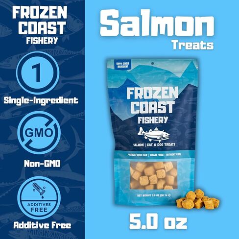 Frozen Coast Freeze-Dried Wild-Caught Salmon Cat & Dog Treats-High-Protein, Omega-3, Grain-Free, Supports Healthy Skin & Coat (2.5 oz-Bag) in Saudi Arabia