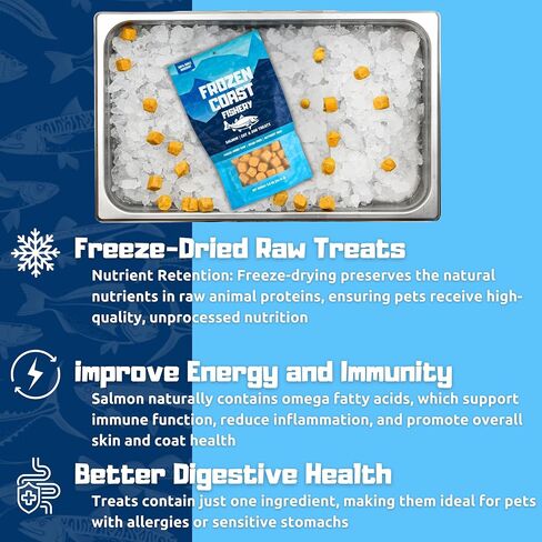 Frozen Coast Freeze-Dried Wild-Caught Salmon Cat & Dog Treats-High-Protein, Omega-3, Grain-Free, Supports Healthy Skin & Coat (2.5 oz-Bag) in Saudi Arabia