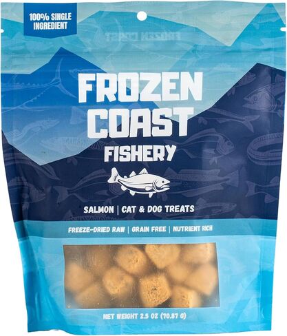 Frozen Coast Freeze-Dried Wild-Caught Salmon Cat & Dog Treats-High-Protein, Omega-3, Grain-Free, Supports Healthy Skin & Coat (2.5 oz-Bag) in Saudi Arabia