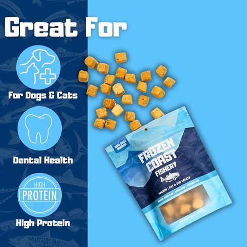 Frozen Coast Freeze-Dried Wild-Caught Salmon Cat & Dog Treats-High-Protein, Omega-3, Grain-Free, Supports Healthy Skin & Coat (2.5 oz-Bag) in Saudi Arabia