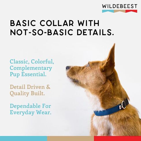 Dog Collar, Lightweight, Heavy Duty Dog Collar with Buckle, Fabric Pet Collar, Breathable & Adjustable Puppy Collar, Dog Collar for Large Dogs (Black, Large - 14-24 Inch) - Wildebeest in Saudi Arabia