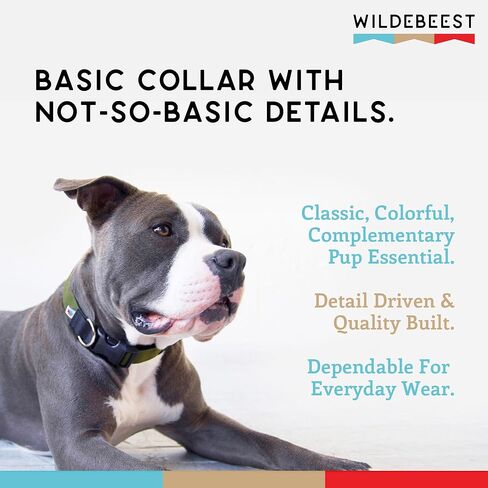 Dog Collar, Lightweight, Heavy Duty Dog Collar with Buckle, Fabric Pet Collar, Breathable & Adjustable Puppy Collar, Dog Collar for Large Dogs (Black, Large - 14-24 Inch) - Wildebeest in Saudi Arabia