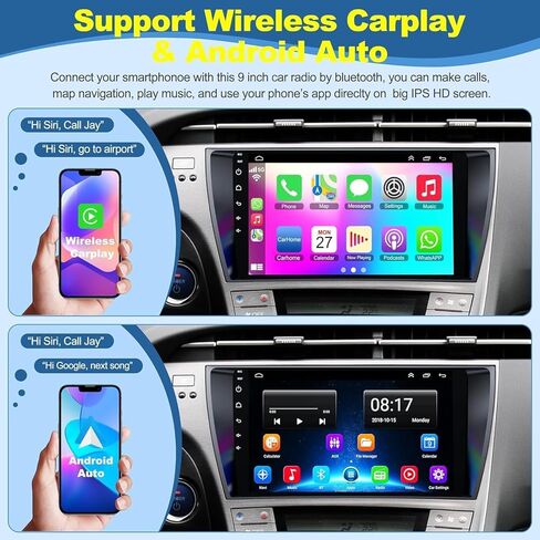 [4+64G] ستيريو سيارة Android 12 لسيارة Toyota Prius 2010-2015 يدعم Carplay اللاسلكي وAndroid Auto، شاشة لمس IPS مقاس 9 بوصات وراديو Prius مع نظام تحديد المواقع العالمي (GPS) وواي فاي وراديو FM + كاميرا احتياطية عالية الدقة + ميكروفون in Kuwait