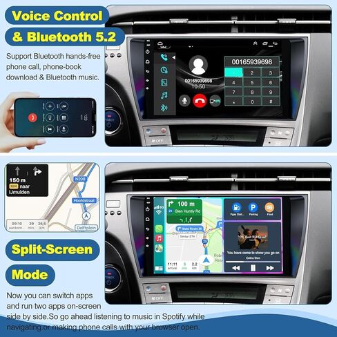 [4+64G] ستيريو سيارة Android 12 لسيارة Toyota Prius 2010-2015 يدعم Carplay اللاسلكي وAndroid Auto، شاشة لمس IPS مقاس 9 بوصات وراديو Prius مع نظام تحديد المواقع العالمي (GPS) وواي فاي وراديو FM + كاميرا احتياطية عالية الدقة + ميكروفون in Kuwait