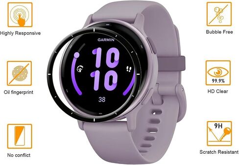 [عبوة من 3 قطع] واقي شاشة لواقي شاشة Garmin Vivoactive 5، تغطية كاملة بإطار حافة منحنية ثلاثية الأبعاد، غطاء شفاف عالي الدقة مضاد للخدش ومضاد للفقاعات لساعة Garmin Vivoactive 5 الذكية in Kuwait