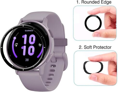 [عبوة من 3 قطع] واقي شاشة لواقي شاشة Garmin Vivoactive 5، تغطية كاملة بإطار حافة منحنية ثلاثية الأبعاد، غطاء شفاف عالي الدقة مضاد للخدش ومضاد للفقاعات لساعة Garmin Vivoactive 5 الذكية in Kuwait