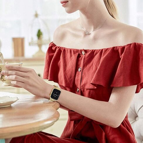 Stainless Steel Bands Compatible for Apple Watch Band iWatch SE SE2 Series 8/7/6/5/4/3/2/1, Dressy Fancy Cowboy Chain Metal Bracelet for Women Man in Kuwait