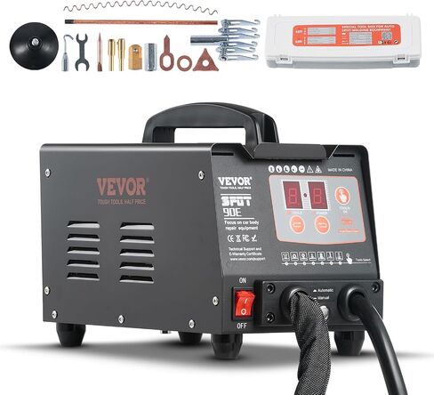 VEVOR Dual Welding Gun Spot Welder, 3KW Stud Welder Dent Repair Kit with Auto/Manual Welding & 7 Modes, 110V Auto Body Spot Welding Dent Repair Machine for Car, Truck Dent Repair in Saudi Arabia