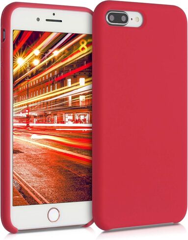 kwmobile Case Compatible with Apple iPhone 7 Plus/iPhone 8 Plus Case - TPU Silicone Phone Cover with Soft Finish - Classic Red in Saudi Arabia