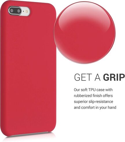 kwmobile Case Compatible with Apple iPhone 7 Plus/iPhone 8 Plus Case - TPU Silicone Phone Cover with Soft Finish - Classic Red in Saudi Arabia