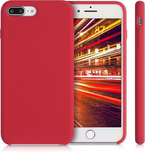 kwmobile Case Compatible with Apple iPhone 7 Plus/iPhone 8 Plus Case - TPU Silicone Phone Cover with Soft Finish - Classic Red in Saudi Arabia