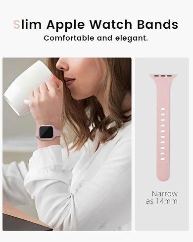 سوار ساعة نحيف وحافظة متوافقة مع أحزمة ساعة Apple 38 مم 40 مم 41 مم 42 مم 44 مم 45 مم، حزام رياضي من السيليكون الناعم مع واقي شاشة مجموعة كومبو iWatch Series 9 8 SE 7 6 5 4 3 2 1 للنساء والرجال in Kuwait