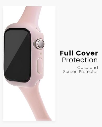 سوار ساعة نحيف وحافظة متوافقة مع أحزمة ساعة Apple 38 مم 40 مم 41 مم 42 مم 44 مم 45 مم، حزام رياضي من السيليكون الناعم مع واقي شاشة مجموعة كومبو iWatch Series 9 8 SE 7 6 5 4 3 2 1 للنساء والرجال in Kuwait