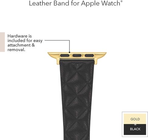 Anne Klein Quilt Patterned Leather Band for Apple Watch Secure, Adjustable, Apple Watch Band Replacement, Fits Most Wrists in Saudi Arabia