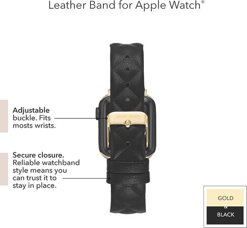 Anne Klein Quilt Patterned Leather Band for Apple Watch Secure, Adjustable, Apple Watch Band Replacement, Fits Most Wrists in Saudi Arabia