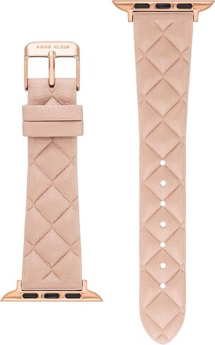 Anne Klein Quilt Patterned Leather Band for Apple Watch Secure, Adjustable, Apple Watch Band Replacement, Fits Most Wrists in Saudi Arabia