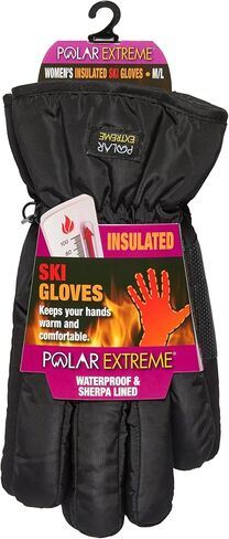 قفاز تزلج نسائي مقاوم للماء مبطن بقماش الشيربا M/L- أسود من HEAT in Kuwait