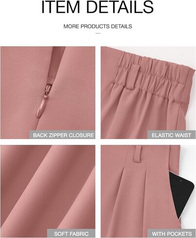 BTFBM Women's Elegant Flowy Dress Pants Front Pleated High Waisted Casual Wide Leg Loose Palazzo Trousers with Pockets in Kuwait