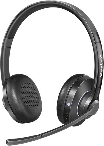 سماعة رأس لاسلكية مع ميكروفونات مزدوجة لإلغاء الضوضاء، سماعة رأس بلوتوث من الفئة 1 مع زر كتم الصوت، وقت التحدث لأكثر من 30 ساعة للعمل المنزلي في المكتب مع الفرق/التكبير/التصغير/الكمبيوتر المحمول والكمبيوتر اللوحي الذكي من Skype in Kuwait