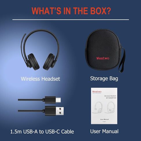 سماعة رأس لاسلكية مع ميكروفونات مزدوجة لإلغاء الضوضاء، سماعة رأس بلوتوث من الفئة 1 مع زر كتم الصوت، وقت التحدث لأكثر من 30 ساعة للعمل المنزلي في المكتب مع الفرق/التكبير/التصغير/الكمبيوتر المحمول والكمبيوتر اللوحي الذكي من Skype in Kuwait