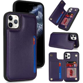 iCoverCase Compatible with iPhone 11 Pro Max Phone Case with Card Holder, Wallet Case for Women Men RFID Blocking PU Leather Case (Black Leopard)