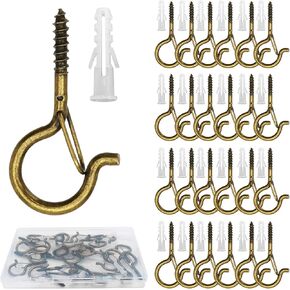 25 PCS Q Hanger Hooks with Safety Buckle, Windproof Screw Hooks for Hanging Outdoor String Lights, Christmas Lights,Cups, Decors,2.3 Inches, Black
