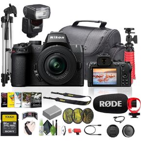 Nikon Z50II Mirrorless Digital Camera with NIKKOR Z DX 16-50mm f/3.5-6.3 Lense Bundle with 64GB Memory Card + Rode On Camera-Mount Microphone + SB-700 AF Speedlight + Vlogging Accessories