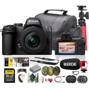 Nikon Z50II Mirrorless Digital Camera with NIKKOR Z DX 16-50mm f/3.5-6.3 Lense Bundle with 64GB Memory Card + Rode Ultracompact On Camera-Mount Microphone + More Vlogging Accessories in Kuwait
