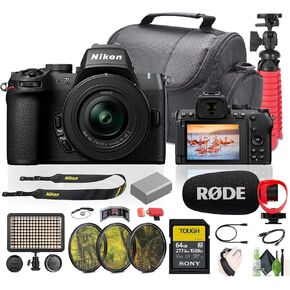 Nikon Z50II Mirrorless Digital Camera with NIKKOR Z DX 16-50mm f/3.5-6.3 Lense Bundle with 64GB Memory Card + Rode Ultracompact On Camera-Mount Microphone + LED Light + Vlogging Accessories