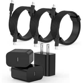 for iPhone Charger Fast Charging,3Pack Type C Wall Charger Block with 6FT USB C to Lightning Cables Compatible for Apple for iPhone 14/13/12/11 Pro Max/11/Xs Max/XR/X,fits iPad,USB-C(Black)