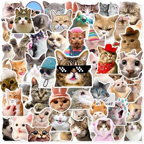 98 PCS Funny Cat Stickers, Cute Cat Sticker for Laptop Scrapbook, Water Bottles, Guitar, Suitcase Phone, Snowboard, Cat Sticker Waterproof Vinyl for Water Bottle