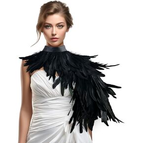 Black Feather Shawl for Women Masquerade Witch Wings Cape Halloween Maleficent Costume Collar Accessories in Kuwait