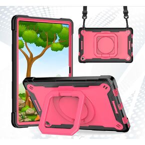 TDA Trading Case for Lenovo Tab M10 Plus (3rd Gen) 10.6 Inch Tablet (Model: TB125FU/TB128FU/TB128XU) Hybrid Shockproof 360 Rotating Multi-Functional Ring Stand Case with Shoulder Straps (Black/Black)