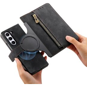 حامل غطاء هاتف مغناطيسي SOOPII لهاتف Samsung Galaxy Z Fold 6، جراب محفظة بسحاب قابل للفصل وحامل بطاقة الائتمان RFID، جراب Magsafe متوافق مع Fold 6 للسيدات، وردي in Kuwait