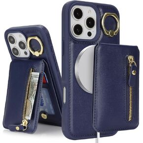 for iPhone 16 Pro Max case with Card Holder, for iPhone 16 Pro Max Phone Case Wallet for Women magsafe Compatible Wallet Detachable 2-in-1 for Men-White Leopard