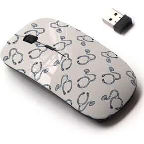 2.4G Wireless Mouse with Cute Pattern Design for All Laptops and Desktops with Nano Receiver - Stethoscope Cartoon