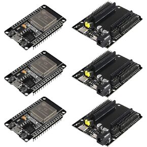 3 Sets ESP32-WROOM-32 ESP32 ESP-32S Development Board 30Pins CP2102 2.4 GHz WiFi Bluetooth Dual Core Board with GPIO Breakout Expansion Board Type-C USB