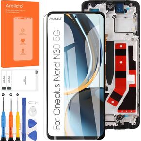 LCD Screen for Oneplus Nord N30 5G Screen Replacement for 1+ Nord N30 LCD Screen CPH2515 Touch Display Digitizer Assembly Repair Parts (Black with Frame)