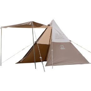S'more Tetto 3 Person Canvas Tent, Large Waterproof & Windproof Glamping Tent, Hot Tent with Stove Jack, 4 Season Tipi, Teepee, Pyramid, Indian Tent, Ideal for Family Camping, Hiking, Backpacking