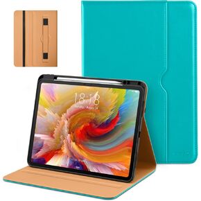 DTTO for iPad Pro 13 inch Case (M4) 2024, Premium Leather Business Folio Stand Cover with Pencil Holder - Auto Wake/Sleep and Multiple Viewing Angles, Built in Hand Strap & Pocket, Brown